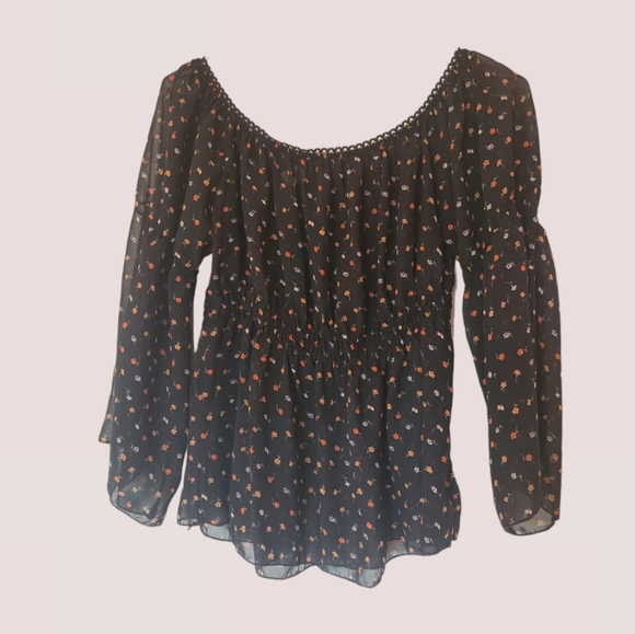Vtg Boho Whisper Sheer Black Top 🖤🌴 - Picture 1 of 7